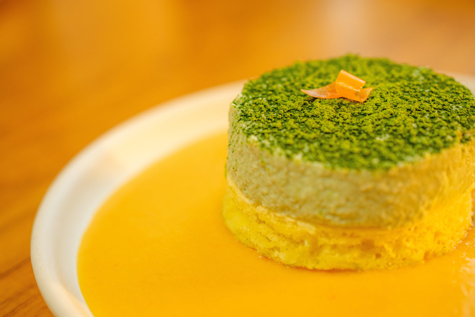 Creamy Matcha Mousse with Vegan Cheddar Sauce